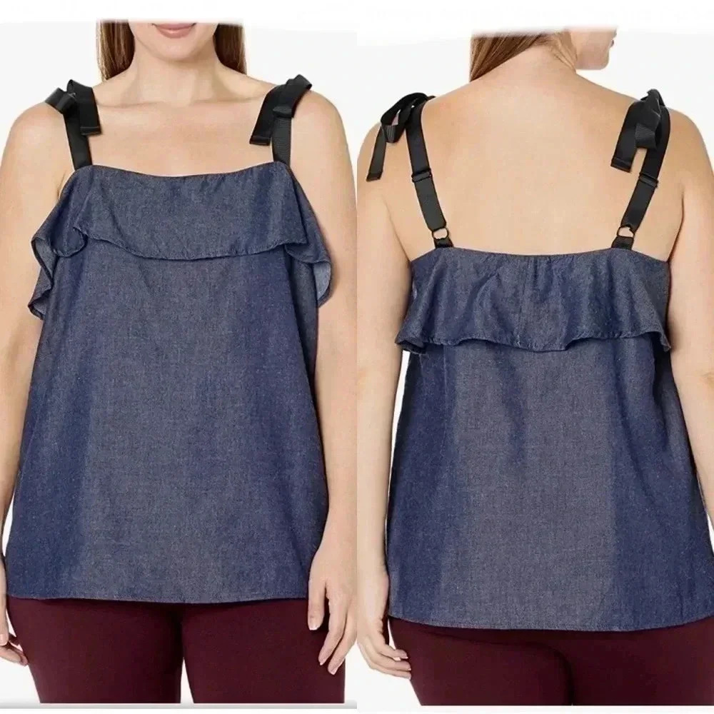 City Chic NWT Sweetie Bow Top Chambray Size XXL (24)